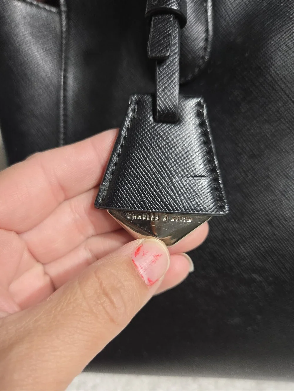 Charles And Keith Structured Top Handle Tote Bag Black